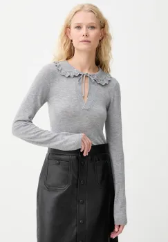 MUNTHE pulover de lana LIVO culoarea gri, light, 253161525373 imagine