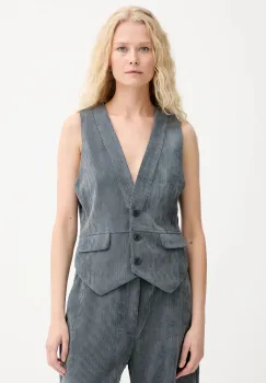 MUNTHE vesta din catifea LILLIAN culoarea gri, un singur rand de nasturi, 253152025310 imagine