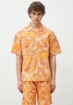 Napapijri camasa jeans G-Talla barbati, culoarea portocaliu, cu guler clasic, relaxed, NP0A4IDJFED1 imagine