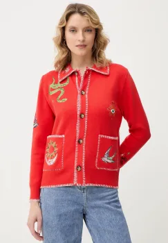 Never Fully Dressed cardigan Mystcial culoarea rosu, NFDKN752 imagine