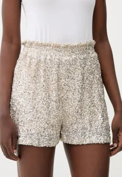 Never Fully Dressed pantaloni scurti culoarea argintiu, uni, high waist, NFDTR512 imagine