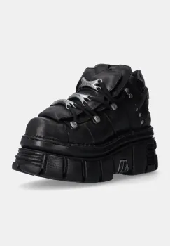 New Rock sneakers din piele Negro + Nomada Negro + Tower Negro Lateral E-14 culoarea negru, M-106-S29 imagine