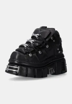 New Rock sneakers din piele Nomada Negro + Tower Negro Lateral E14 Acero culoarea negru, M-106-S112 imagine