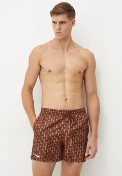 Nike pantaloni scurti de baie Swoosh Link culoarea maro imagine