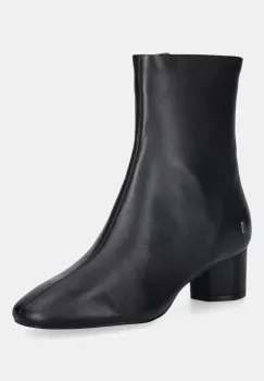 Nokwol cizme de piele Alyssa Black Leather culoarea negru, cu toc drept, Alyssa Black Leather imagine