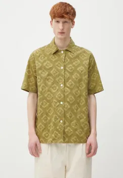 Norse Projects camasa din bumbac Mads Batik SS Shirt culoarea verde, regular, N40.0833.8037 imagine