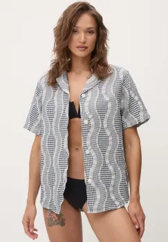 OAS camasa din bumbac barbati, culoarea maro, relaxed imagine