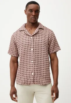 OAS camasa din bumbac barbati, culoarea maro, relaxed imagine