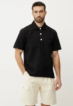 OAS camasa din bumbac barbati, culoarea negru, cu guler clasic, relaxed, 7106 imagine