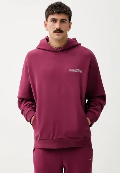 Pangaia hanorac de bumbac culoarea bordo, cu gluga, uni, 10000180 imagine