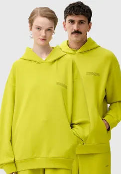 Pangaia hanorac de bumbac culoarea verde, cu gluga, uni, 10000180 imagine