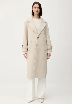 Pedro del Hierro palton din amestec de lana culoarea bej, 7522239 imagine