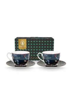 Pip Studio set de cesti si farfurioare Berry Blues 280 ml 2-pack imagine