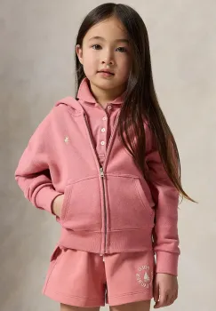 polo Ralph Lauren hanorac cu fermoar si gluga pentru copii, din bumbac imagine