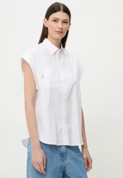 PS Paul Smith camasa din bumbac femei, culoarea alb, cu guler clasic, relaxed, W2R.341B.P21598 imagine