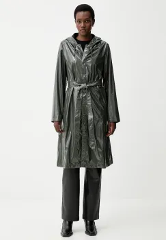 Rains geaca 12040 A-Line Longer W Jacket culoarea verde, de tranzitie, 12040 imagine