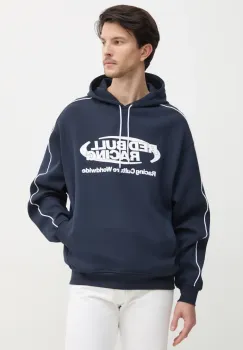 Red Bull Racing x Pepe Jeans bluza LOGO PIPING HOODY barbati, culoarea albastru marin, cu gluga, cu imprimeu, RM580014 imagine