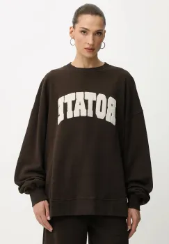 Rotate hanorac de bumbac culoarea maro, cu imprimeu, 1153161667 imagine