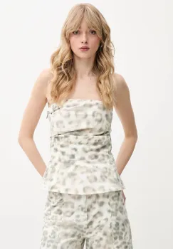 Rotate top din bumbac culoarea bej, modelator, 1145042930 imagine