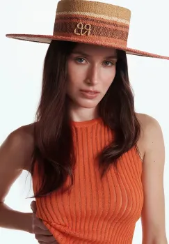 RUSLAN BAGINSKIY palarie de paie pentru femei impletita Canotier Hat imagine
