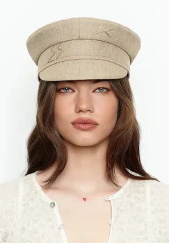 RUSLAN BAGINSKIY sapca de femei din amestec de lana Logo-embroidered Baker Boy Cap imagine