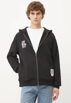 Samsoe Samsoe hanorac de bumbac barbati, culoarea negru, cu gluga, cu imprimeu, M24400010 imagine