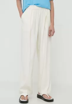 Samsoe Samsoe pantaloni femei, culoarea negru, lat, high waist imagine