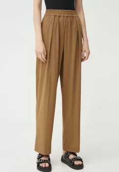 Samsoe Samsoe pantaloni JULIA femei, culoarea bej, lat, high waist, F23100048 imagine