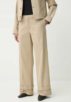 Samsoe Samsoe pantaloni SAESMELLA femei, culoarea bej, lat, high waist, F25100010 imagine