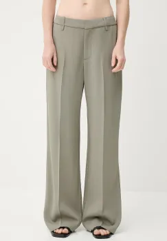 Samsoe Samsoe pantaloni SAESMERALDA culoarea verde, lat, high waist, F25100051 imagine