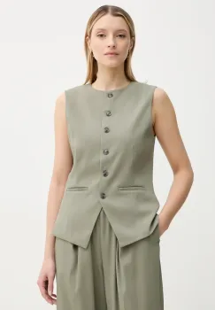 Samsoe Samsoe vesta SARUMA culoarea verde, un singur rand de nasturi, F25100037 imagine