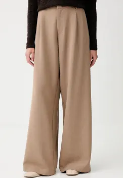 Sessun pantaloni culoarea bej, lat, high waist, 25107000 imagine