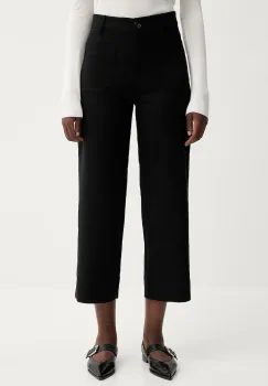 Sessun pantaloni culoarea negru, drept, high waist, 21507002 imagine