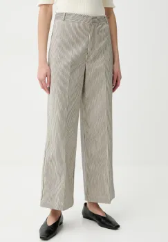 Sessun pantaloni de bumbac femei, culoarea negru, lat, high waist, 25207025 imagine