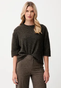 Sessun pulover din amestec de lana de alpaca culoarea maro, 25109014 imagine