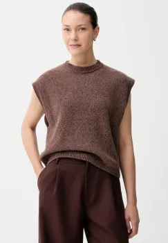 Sessun vesta de lana culoarea maro, 24109002 imagine