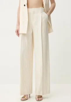 Simona Corsellini pantaloni femei, culoarea bej, lat, high waist, P25CPPA019 imagine