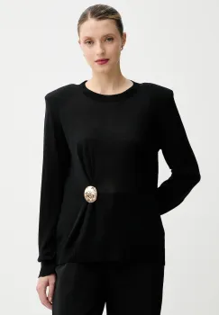 Simona Corsellini pulover de lana culoarea negru, light, A25CPMGE0301 imagine