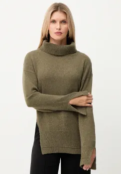 Simona Corsellini pulover din amestec de lana culoarea verde, light, cu guler, A25CPMGP08S1 imagine