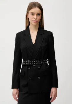 Sisley sacou culoarea negru, cu doua randuri de nasturi, cu imprimeu, 22T7LW03I imagine