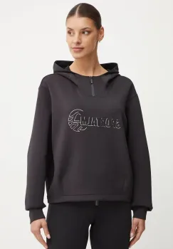 Sportalm bluza femei, culoarea negru, cu gluga, neted, 1854009665 imagine