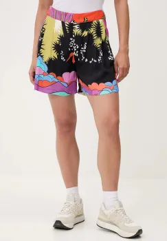 Sportalm pantaloni scurti culoarea negru, cu imprimeu, high waist, 650183 imagine