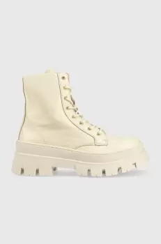 Steve Madden bocanci Frederique femei, culoarea bej, cu platforma imagine