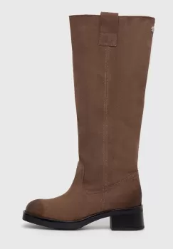 Steve Madden cizme din piele intoarsa Banner femei, culoarea maro, cu toc plat, SM11003092 imagine