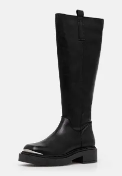 Steve Madden ghete de piele Constance femei, culoarea negru, cu toc plat, SM11003238 imagine