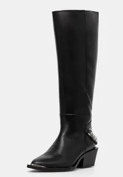 Steve Madden ghete de piele Xayenne femei, culoarea negru, cu toc drept, SM11003321 imagine