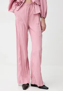 Stine Goya pantaloni culoarea roz, drept, high waist, SG-SS25-P078-2342 imagine