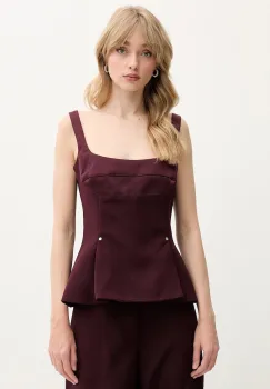 Stine Goya top culoarea bordo, uni, SG-SS25-T052-2330 imagine