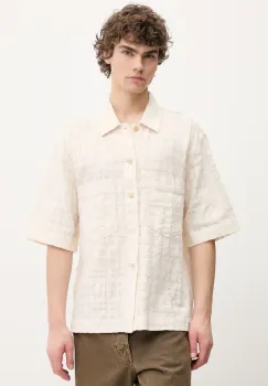 Sunflower camasa din bumbac barbati, culoarea bej, cu guler clasic, regular, 1255. imagine