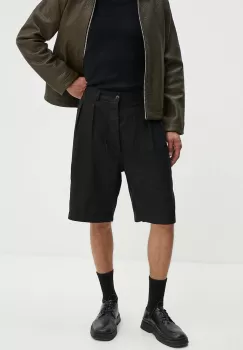 Sunflower pantaloni scurti din in culoarea negru, 4148. imagine